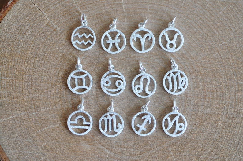 Zodiac Necklace in Sterling Silver 925 Zodiac Symbols Etsy