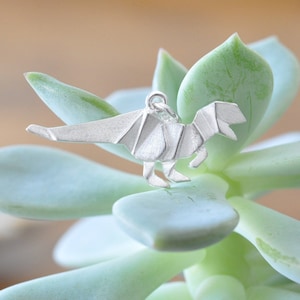Origami Dinosaur Necklace in Sterling Silver 925 by Jamber Jewels, Origami T-Rex Necklace, Dinosaur Jewelry, Jurassic Park