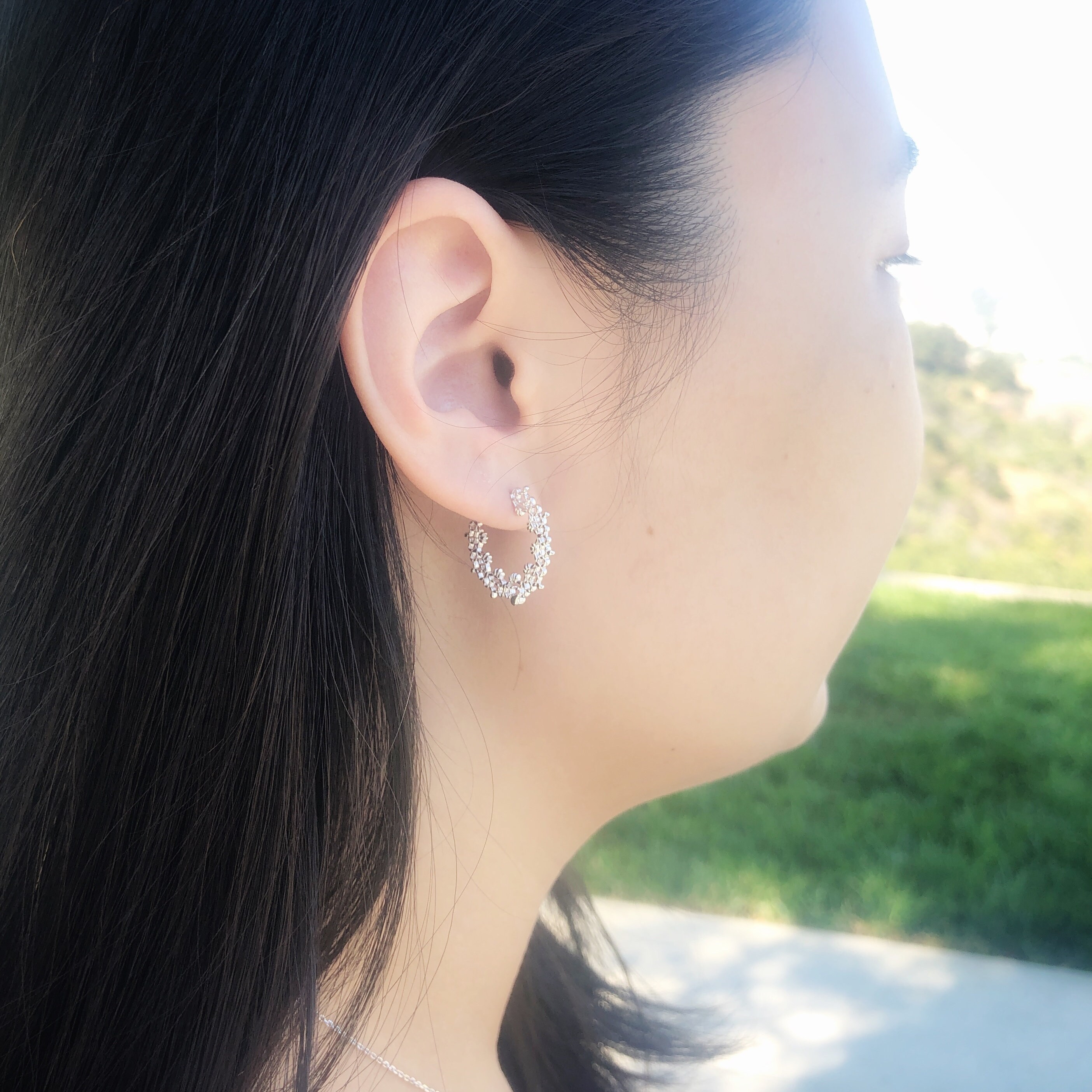 Lace Hoop Earrings in Sterling Silver 925 Filigree Earrings Etsy