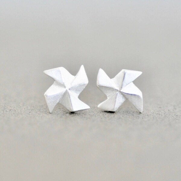 Origami Pinwheel Earrings, Pinwheel Stud Earrings, Sterling Silver Pinwheel Jewelry, Geometric Earrings, Jamber Jewels