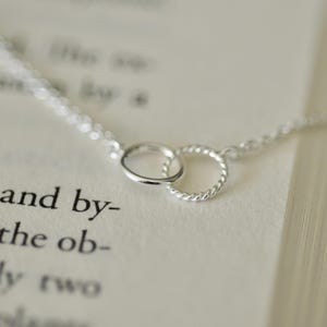 Interlocking Double Ring Necklace in Sterling Silver, Delicate Infinity Necklace, Double Circle Necklace, Jamber Jewels