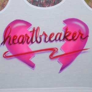 Airbrush Heartbreaker White Crop Tank Top T-shirt Broken Heart ...