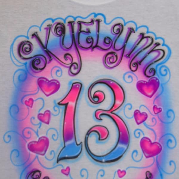 Airbrush 13 Birthday Official Teenager Number Thirteen Design Custom T Shirt Hoodie