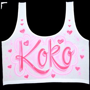 Airbrush Crop Tank Top Name Airbrushed T Shirt Hoodie Pillowcase Custom Names Spray Paint Cropped 90s Style Ravewear Plus Size Tank TopPink