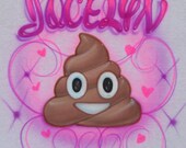 Airbrush Emojis Smiley Faces Heart Eyes Poop Tongue Stick Out Love Glow In The Dark UV Black Light Custom Airbrush T Shirt Hoodie Pillowcase