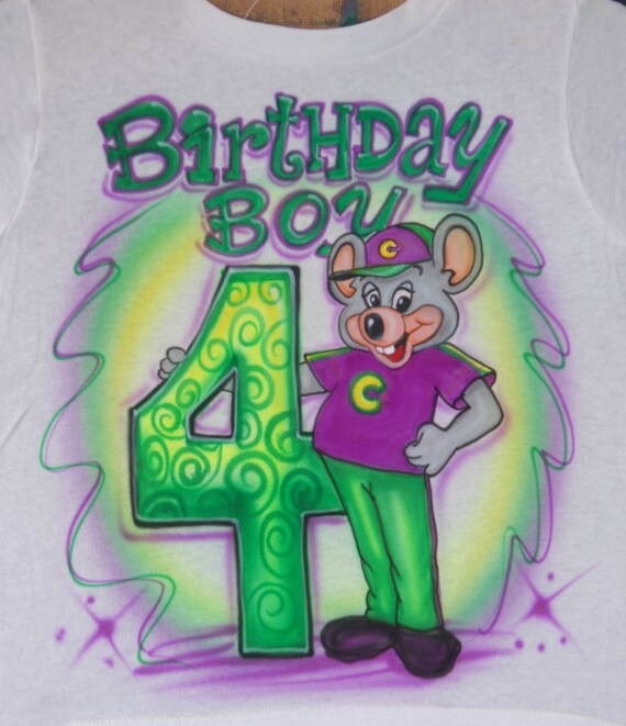 airbrushed t shirt airbrush tee hoodie chuck e cheese birthday etsy