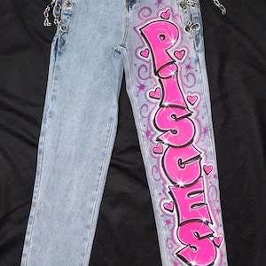 Airbrush Jeans ARTWORK Only You SUPPLY the Jeans Read the Item Description  Grafitti Denim Pants Custom Airbrushed 80's 90's Style 