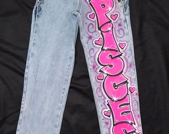 Airbrush Jeans - > *ARTWORK ONLY*<- You SUPPLY The Jeans Read The Item Description Grafitti Denim Pants Custom Airbrushed 80's 90's Style