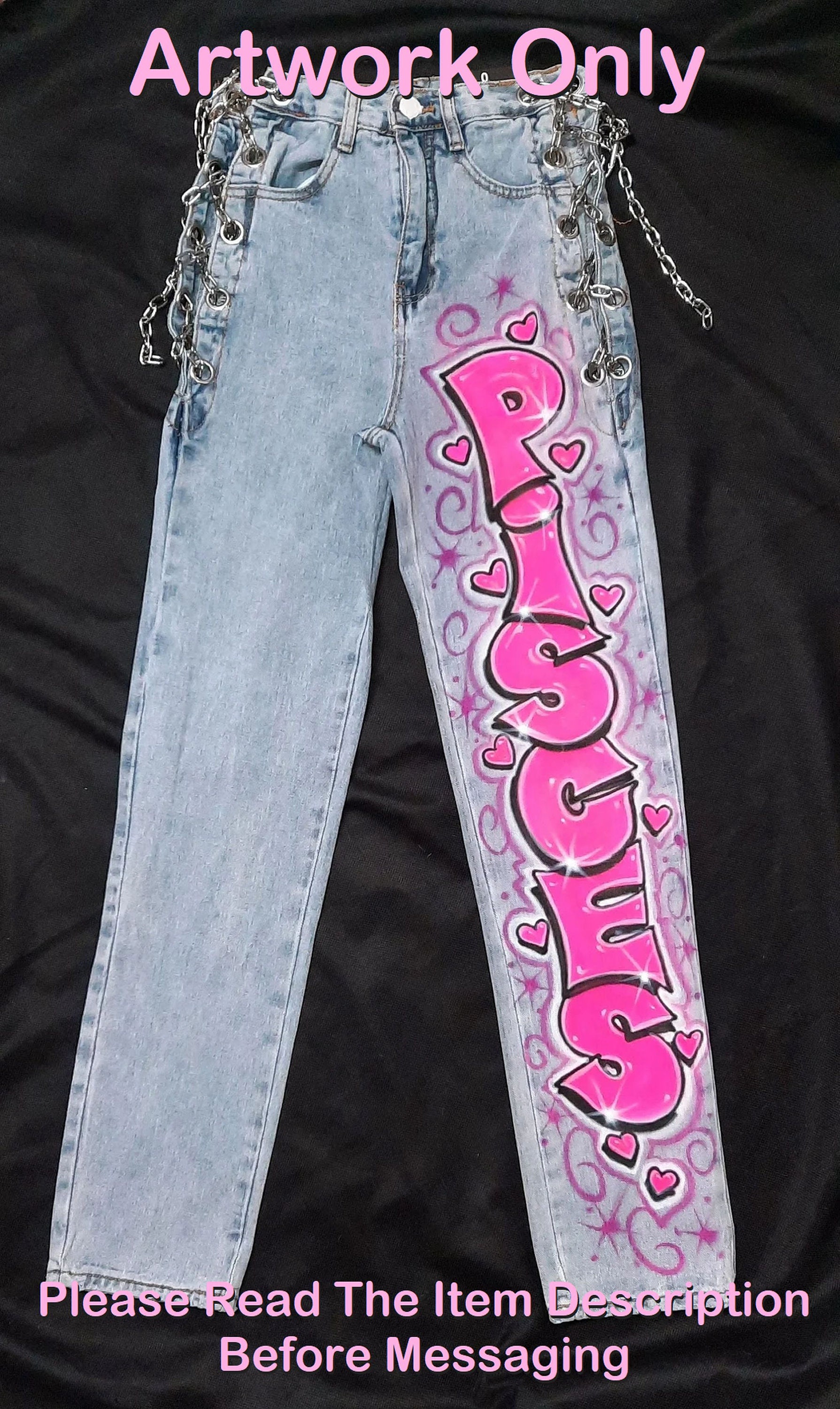 90s Painted Jeans - Etsy