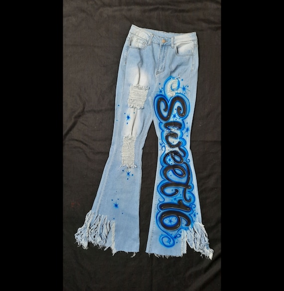 Airbrush Jeans Name Art for Your Overalls Jacket Skirt Shorts Custom  Airbrushed Script Matching Design Art Only for Light Colored Denim -   Canada