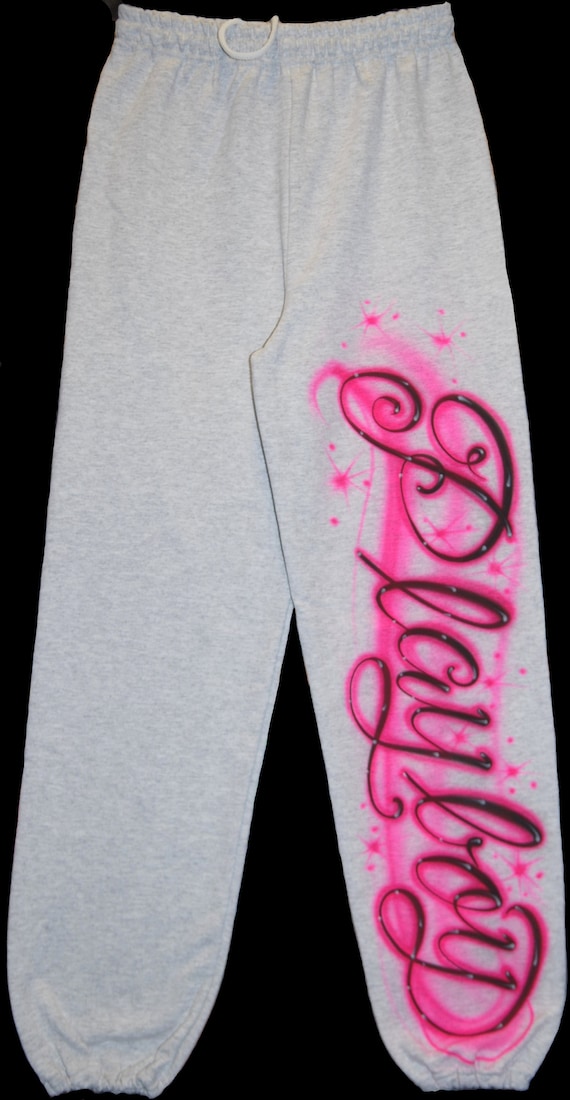 Airbrush Sweatpants Script Lettering Name Party Pants Hot Pink | Etsy