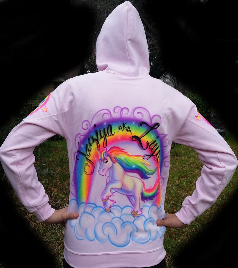 Airbrush Unicorn Neon Rainbow Clouds Custom Airbrushed Running Etsy