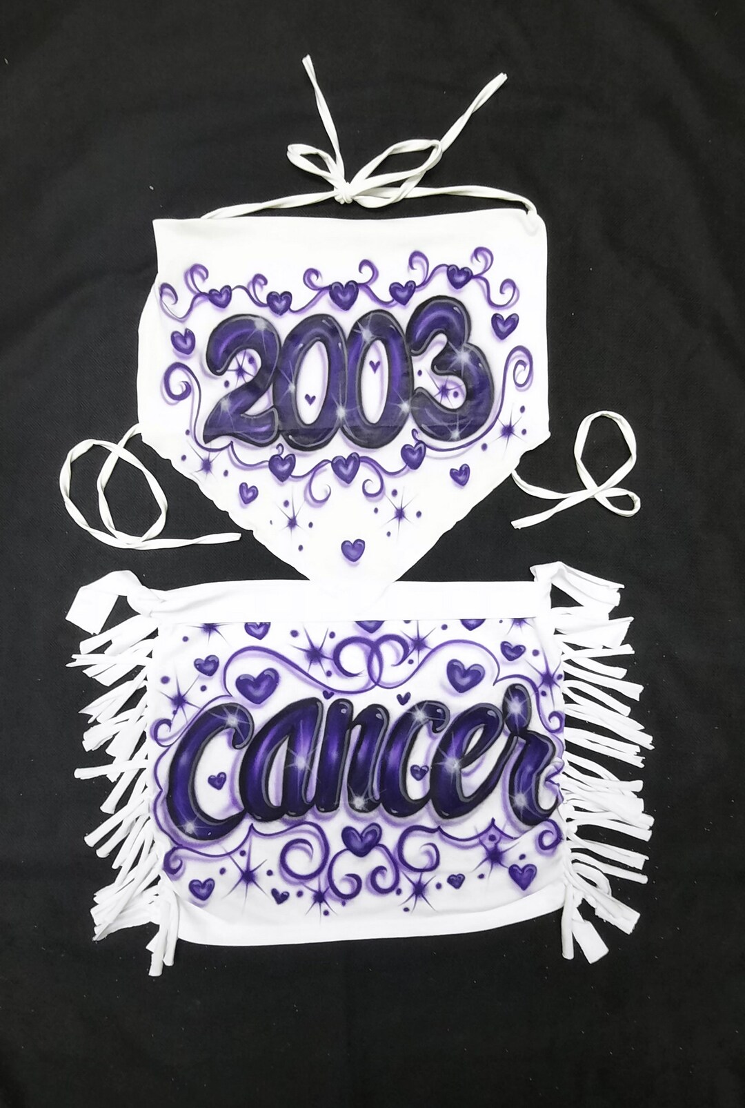 Airbrush Skirt Set Zodiac Crop Top Tube Top Bandana Side Tied Pencil