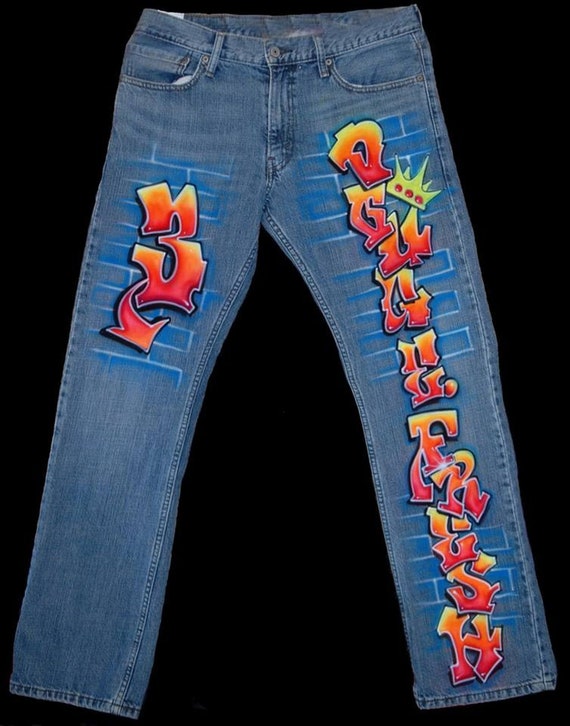 Airbrush Jeans ARTWORK ONLY Grafitti Spray Paint Jeans Name