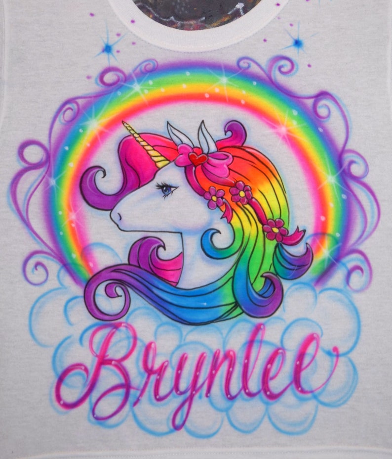 Airbrush Unicorn Rainbow Custom Airbrushed Womens Girls T Etsy