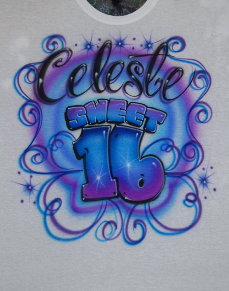 Airbrush Sweet 16 Sixteen Rainbow 16th Birthday Girl Custom | Etsy