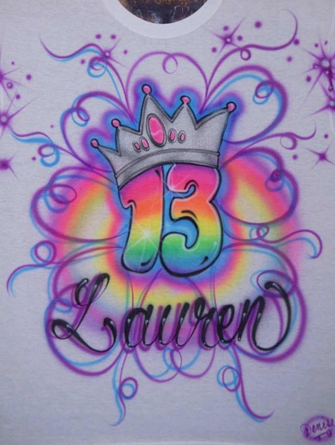 Airbrush Birthday 13 13th Thirteen Rainbow Neon Glow in the - Etsy