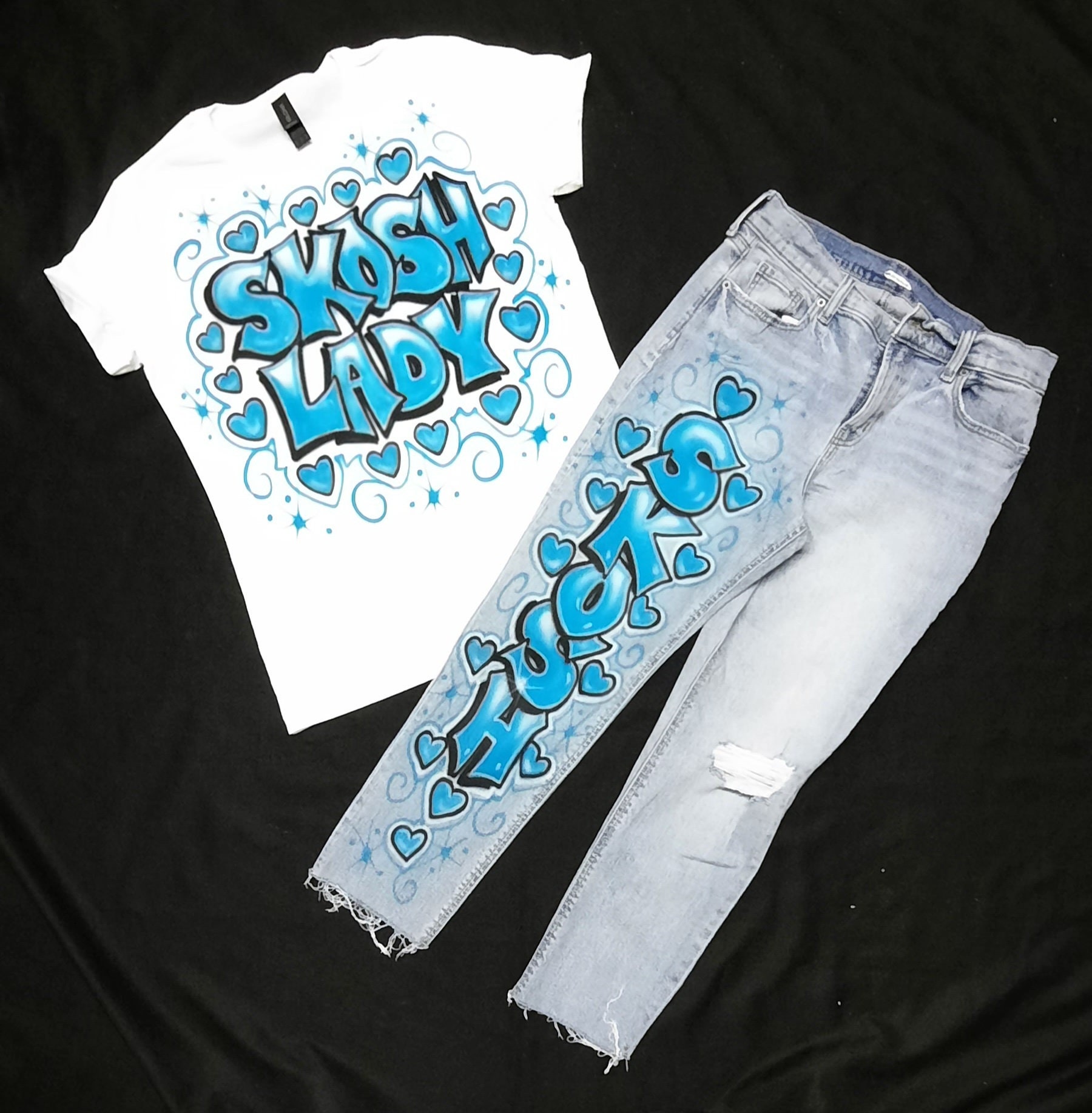 Airbrush Jeans artwork Only You SUPPLY the Jeans Read - Etsy