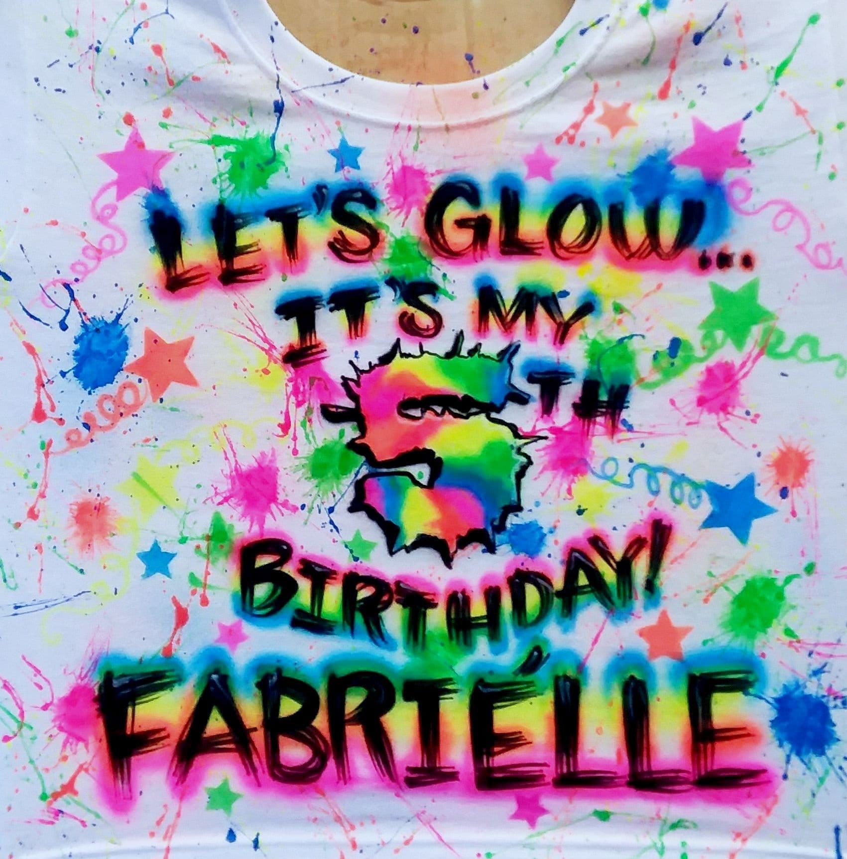 Airbrush T Shirt Paint Brush Splatter Let's Glow Party 5th Etsy