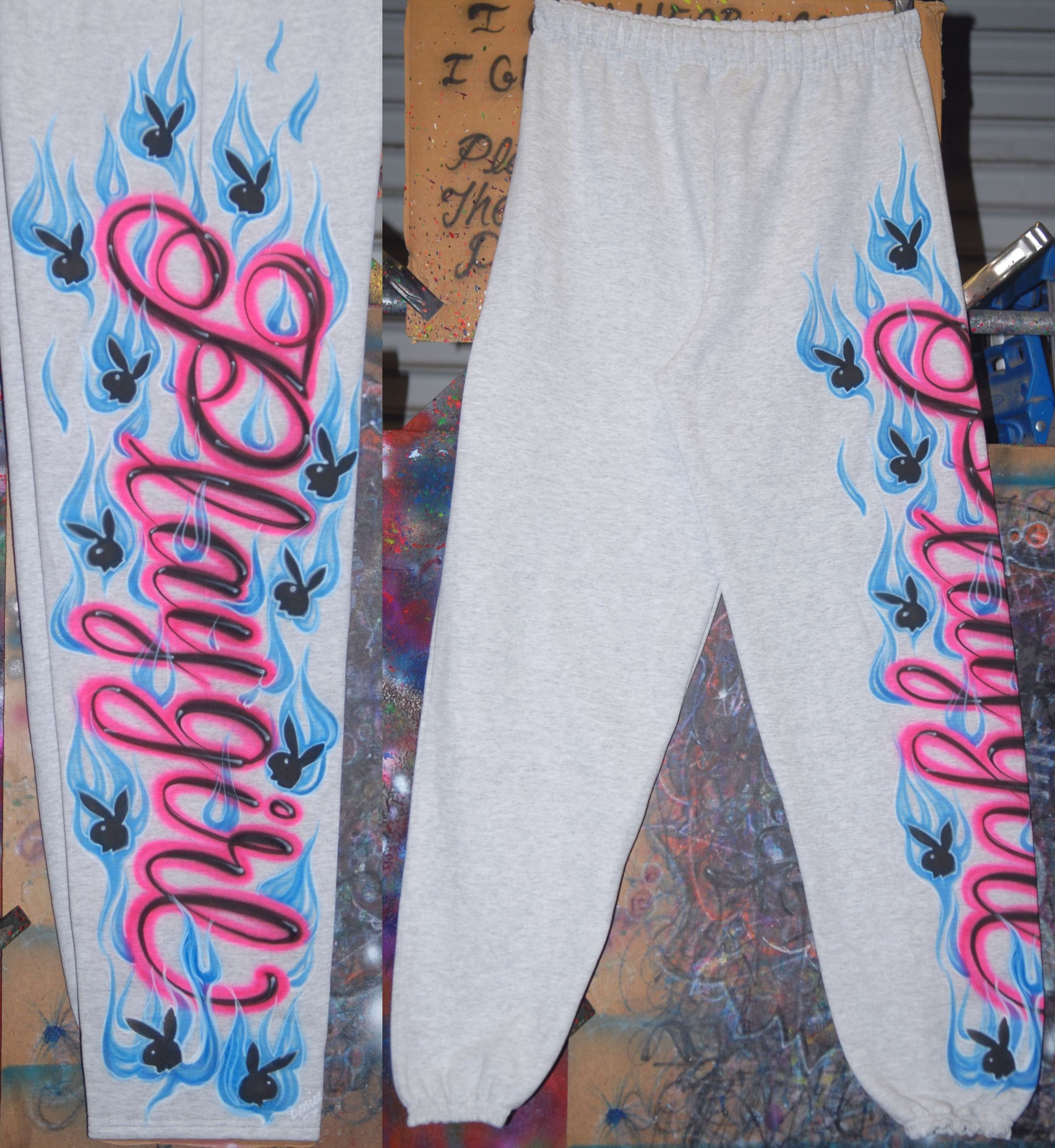 Airbrush Sweatpant Name Bunny Heads 