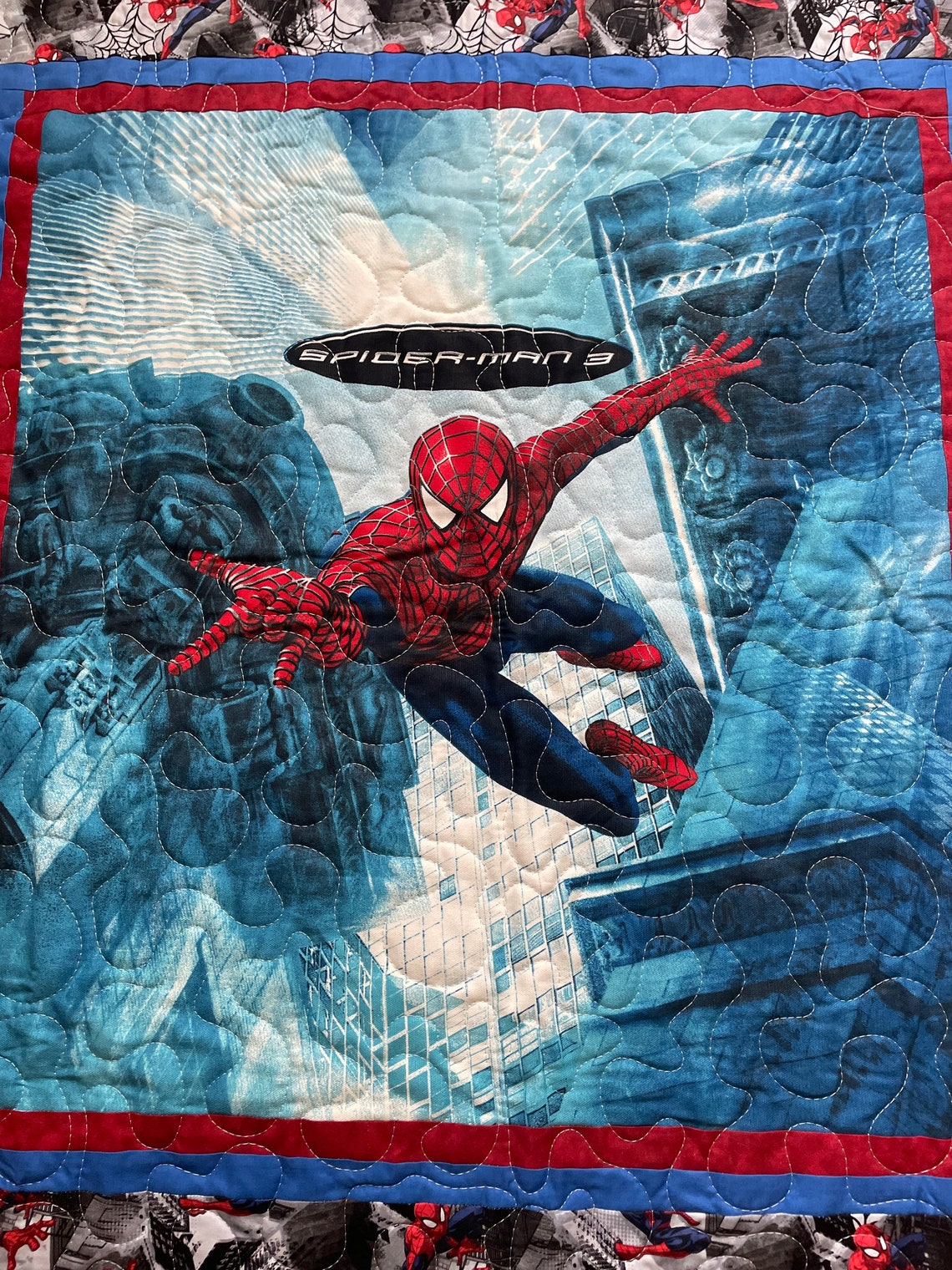 Spiderman quilt Spiderman Quilted Throw 46 x 48 Kid Etsy
