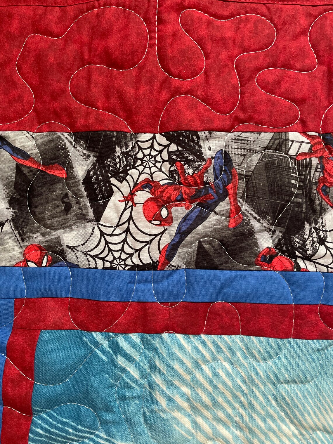 Spiderman quilt Spiderman Quilted Throw 46 x 48 Kid Etsy