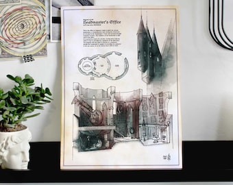 Headmaster's Office Poster - Plan - Illustration Map - Blueprint - Decorative Magic Print