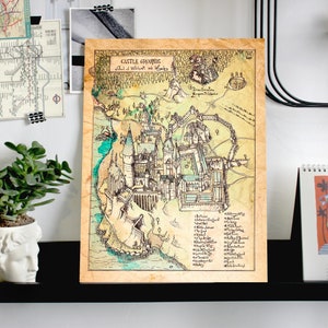 Mappa del castello - Pianta del castello magico - Illustrazione magica - Poster di Kiko Sánchez