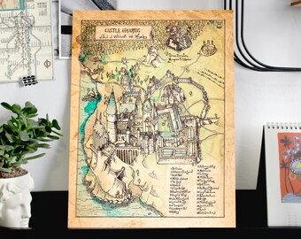 Mapa de escuela de magia - Poster - Interior del colegio -  Ilustración por Kiko Sánchez