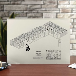 Plan van motel inspiratie en PSYCHO -BATES mapa del hotel - DIN A4 - Origineel illustratie