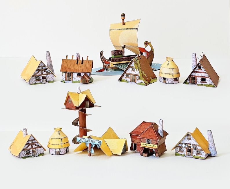 GAULISH VILLAGE PAPERCRAFT - Cut & Assemble Paper Model Kit - Etsy
