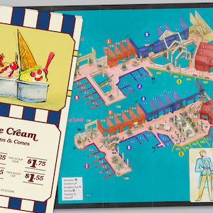 Ensemble d'impressions - Carte du répertoire des centres commerciaux + Menu des crèmes glacées