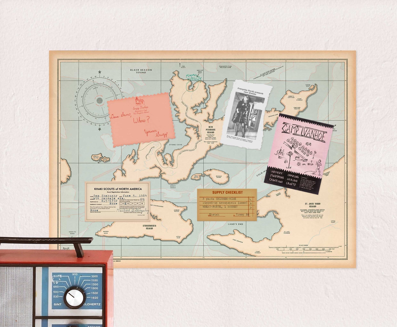 Moonrise Kingdom Map New Penzance Island With Original Ephemera