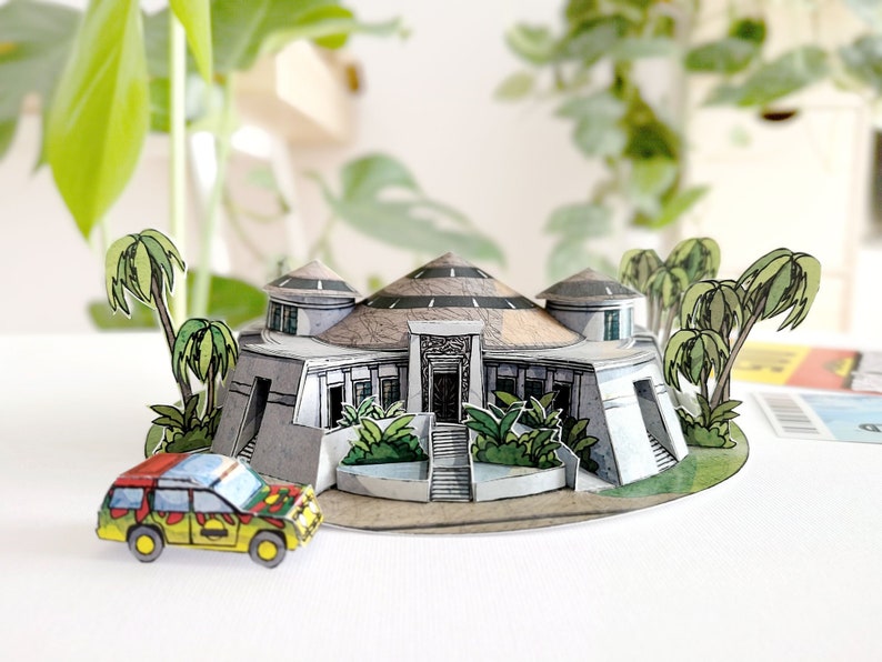 Jurassic Park Visitor Center PAPERCRAFT Cut &amp; Assemble Paper | Etsy