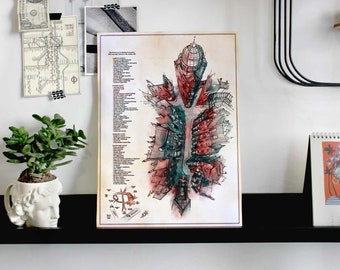 Mapa del Callejón Mágico - Ilustración original - Reproducción impresa en papel envejecido.