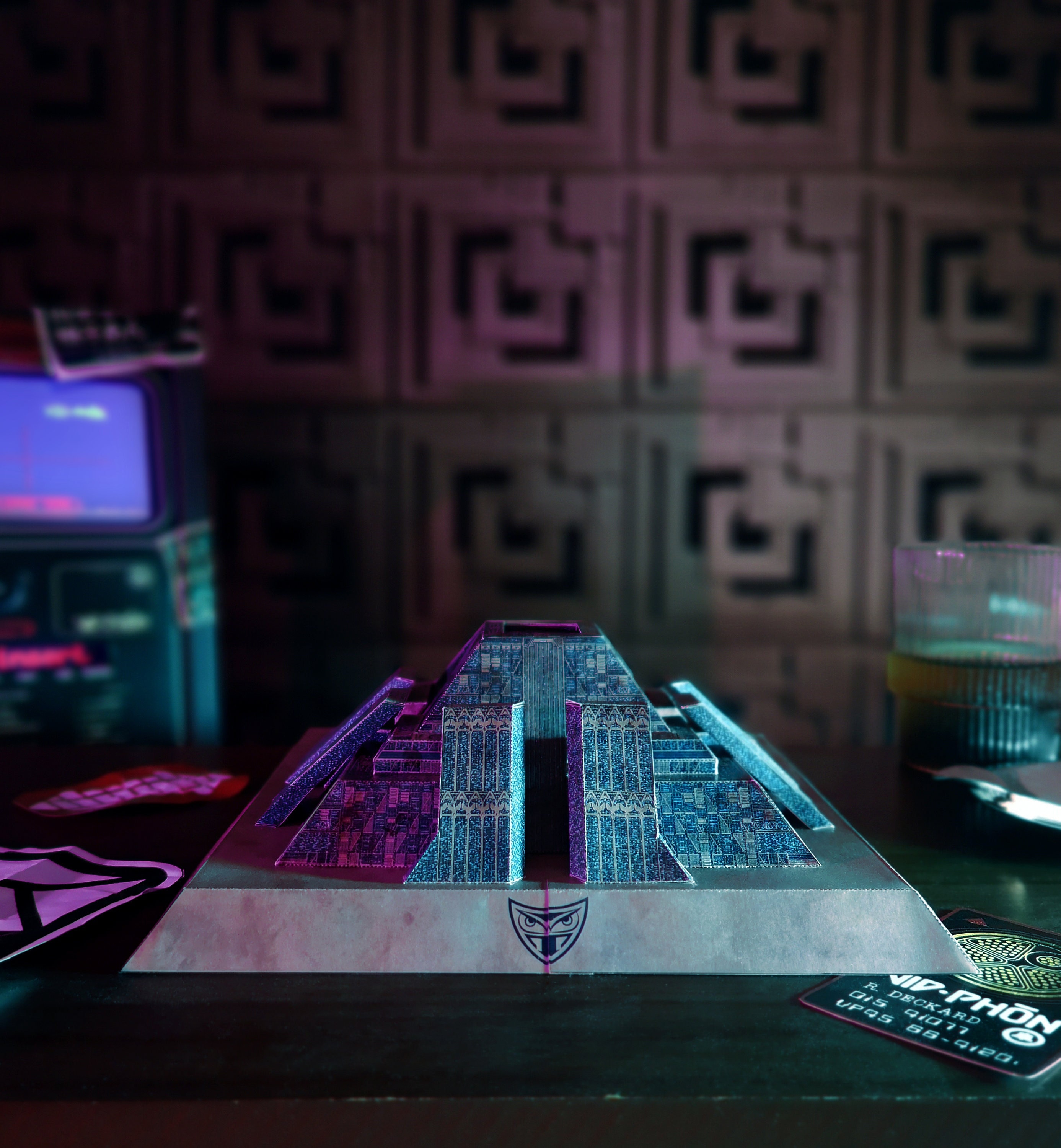 Tyrell Corp. building - Papercraft - Inspired by Blade Runner - VID·PHON prop card included