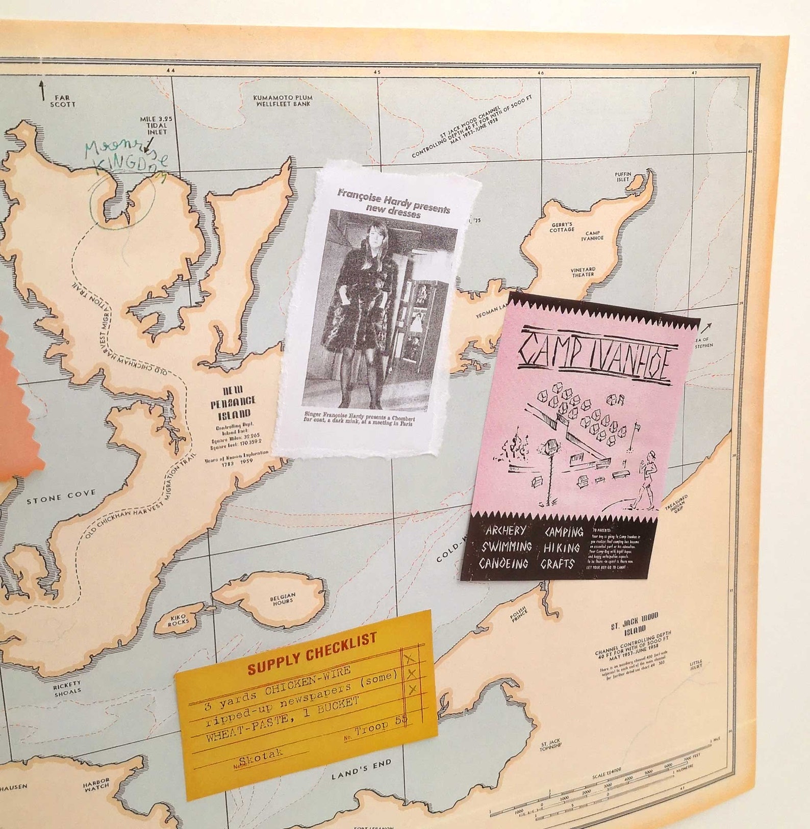 Moonrise Kingdom Map New Penzance Island With Original Ephemera