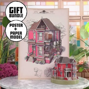 PACCHETTO REGALO - Poster Charmed Manor + kit modello carta Halliwell House