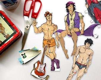 Animated movie heroes (and some villain) Paper Dolls - Illustration - Pack of 9