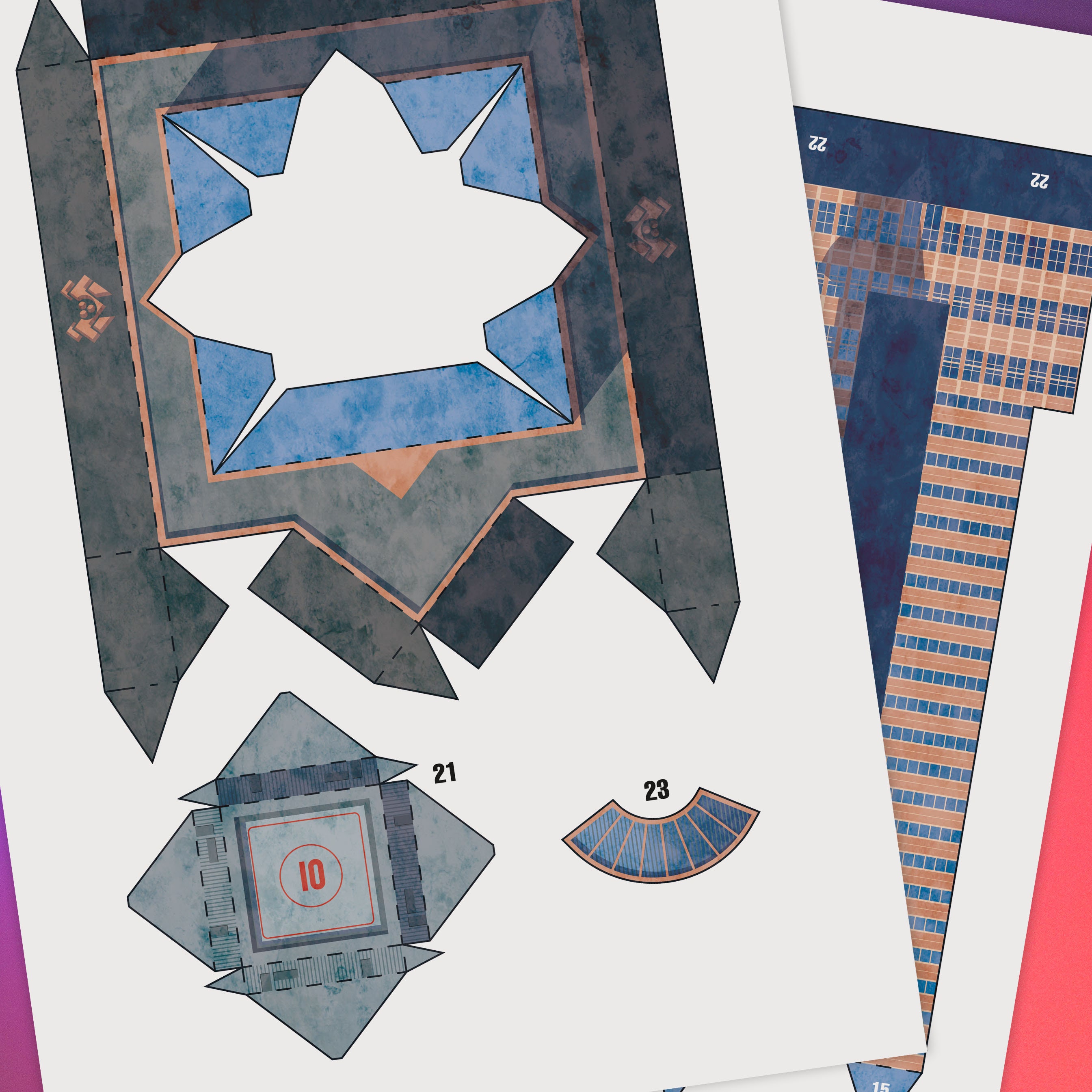 ナカトミプラザビル - フォックスタワー - ペーパークラフト - ダイ