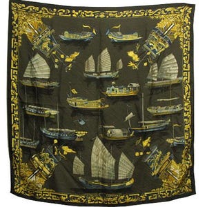 80's vintage HERMES silk100% scarf made in france