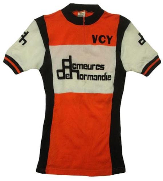 Maillot Cycliste Vintage Années 70 - Orange Manche Longue - Taille L - Acrylique France