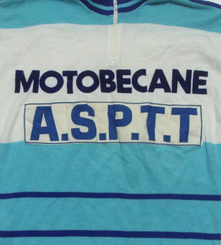 Maillot Cycliste Vintage MOTOBECANE - Années 70 - Bleu - Taille M/L - Fabriqué En Belgique