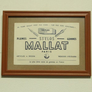 Miniposter MALLAT buvard vintage anni '50 realizzato in Francia