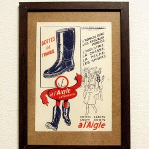 Miniposter vintage Aigle buvard des années 50 fabriqué en France