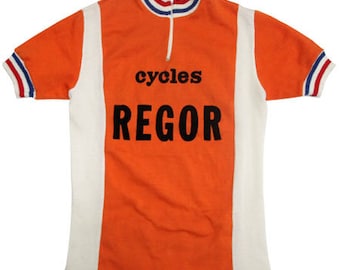 Maillot cycliste vintage REGOR des années 70 fabriqué en France