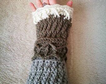 Textured armwarmers: handmade crochet warm with interesting pattern TBC168