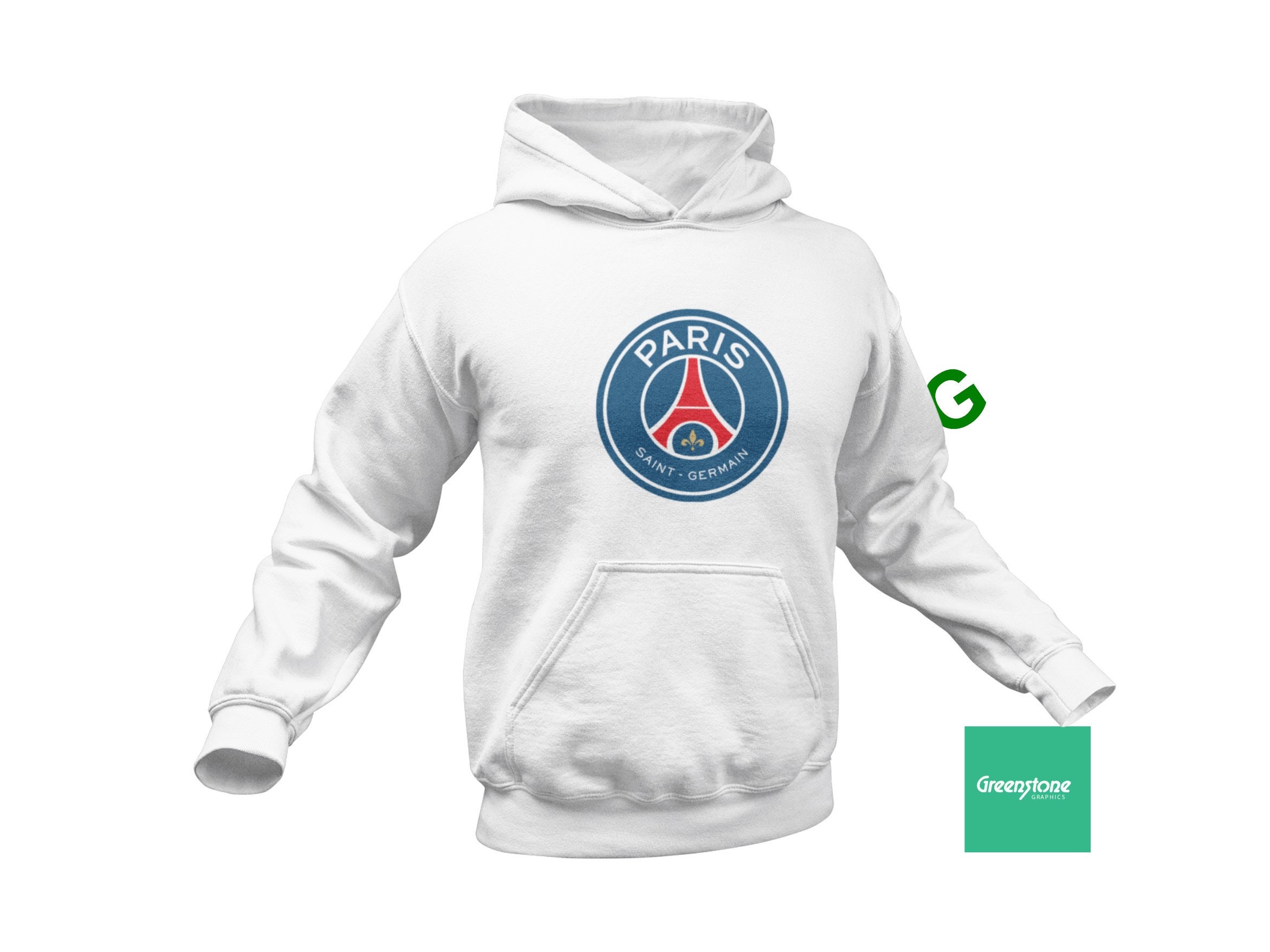 Vintage PSG Logo Embroidered Premium Sweatshirt / Retro White 