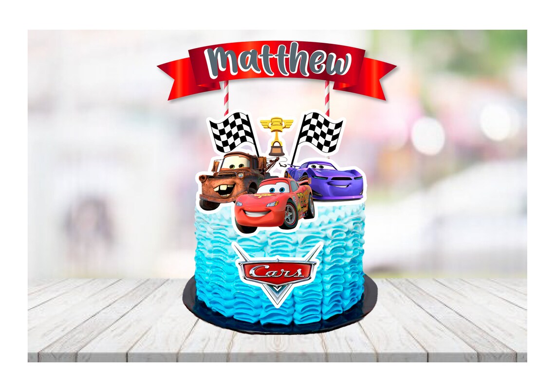 CARS Inspired Print Your Own Cake Topper Personalized Cake Etsy
