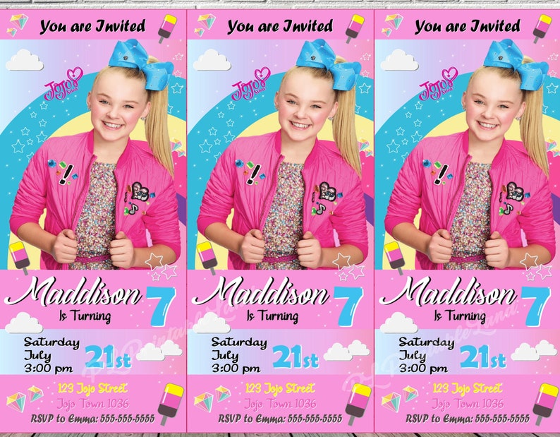 jojo siwa inspired birthday jojo siwa party ticket etsy